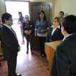 Ministra Gladys Bareiro de Módica en compañia de autoriades visitaron el juzgado de Paz de San Isidro.