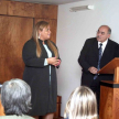 La directora de Asuntos Internacionales de la Corte, Mónica Paredes y el expositor Juan Carlos Paredes