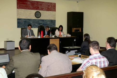 Imágen de un juicio oral y público desarrollado en el Palacio de Justicia
