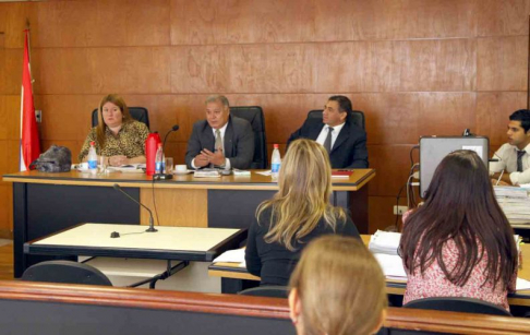 Imagen de un juicio oral desarrollado en el Palacio de Justicia de Asunción
