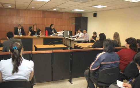 Imagen de un juicio oral desarrollado en el Palacio de Justicia de Asunción