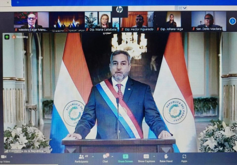 El presidente de la CSJ, doctor César Diesel siguió el informe de gestión de manera telemática.