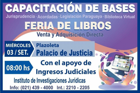 Feria de libros jurídicos y capacitación sobre bases de datos.