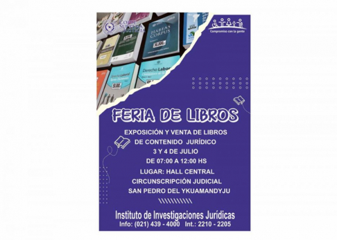 Realizan feria de libros y capacitación sobre bases de datos jurídicas en San Pedro