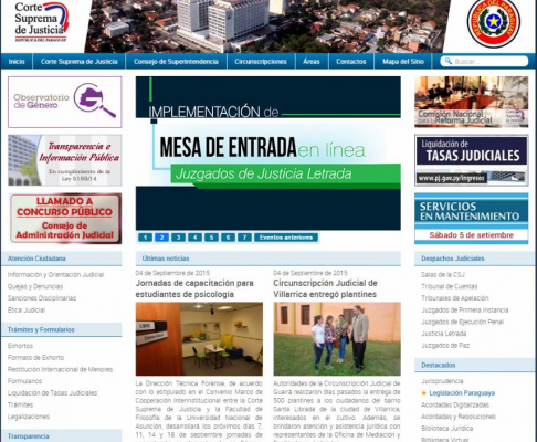 Mantenimiento de los sitios Web del Poder Judicial, www.pj.gov.py y www.csj.gov.py
