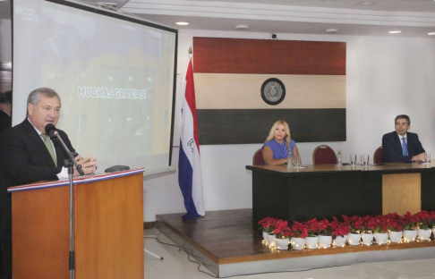 Acto de presentación del Informe de Gestión 2025 y la rendición de cuentas, con presencia del ministro de la Corte Suprema de Justicia y superintendente de la Circunscripción Judicial de Central, doctor Eugenio Jiménez Rolón.