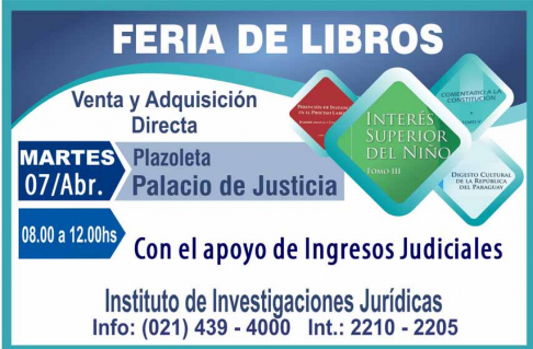 Realizarán feria de libros y capacitación de bases de datos jurídicos