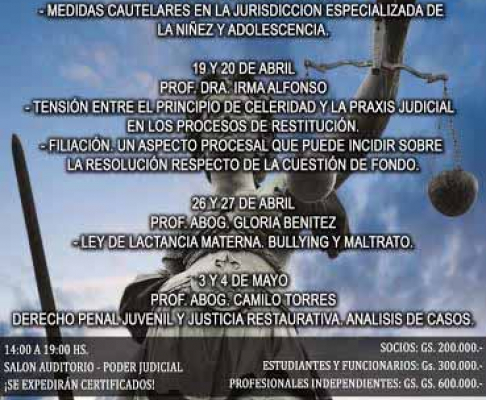 Afiche del Curso de Actualización en Derechos de la Niñez y Adolescencia