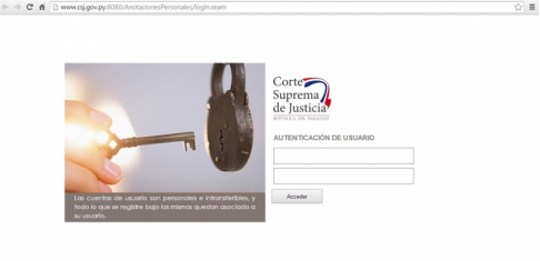 Plataforma del Sistema de Informes y Certificados de Anotaciones Personales.
