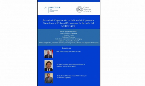 Jornada de capacitación sobre solicitud de Opiniones Consultivas al Tribunal Permanente de Revisión del MERCOSUR.