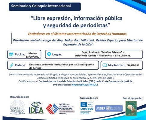 Relator especial para la Libertad de Expresión expondrá en coloquio sobre libertad de expresión y protección a periodistas