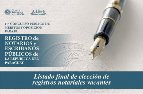 Listado final de elección de registros notariales vacantes