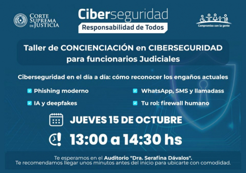 Realizarán jornadas de concienciación en ciberseguridad para funcionarios