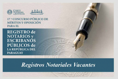 Corte Suprema de Justicia actualiza listado de registros notariales vacantes