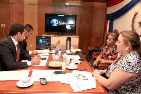 Videoconferencia realizada en el Palacio de Justicia de Asunción.
