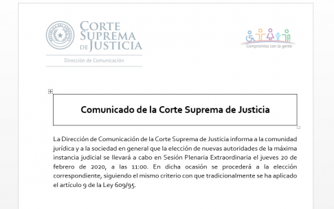 Comunicado de la Corte Suprema de Justicia