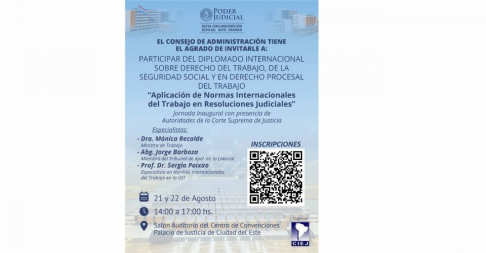Realizarán Diplomado Internacional en Derecho del Trabajo, Seguridad Social y Derecho Procesal Laboral.