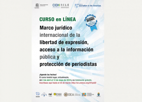 Capacitación de modalidad virtual denominada “Marco Jurídico Internacional de la Libertad de Expresión, Acceso a la Información Pública y Protección de Periodistas”.