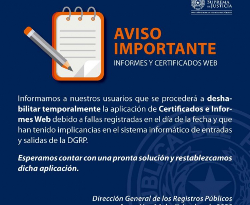 Deshabilitan temporalmente certificados e informes vía Web.