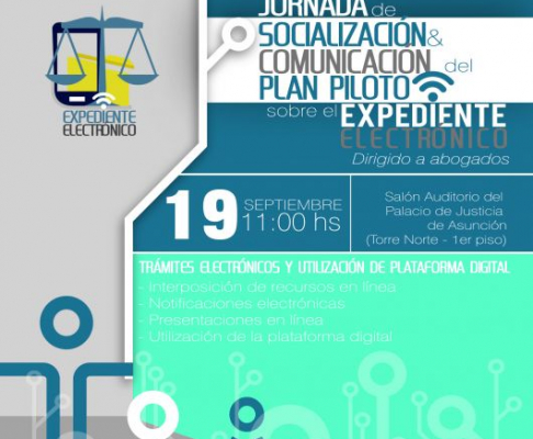 La jornada se llevará a cabo el unes 19 de setiembre, en el Salón Auditorio del Palacio de Justicia de la ciudad de Asunción, a las 11:00.