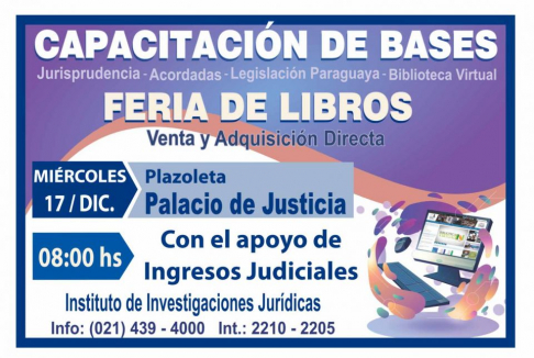 Realizarán feria de libros y capacitación de bases de datos jurídicos.