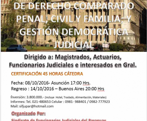 El seminario se llevará a cabo en la ciudad de Buenos Aires, la salida se prevé para el 8 de octubre.