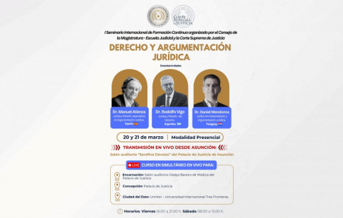 Palacio de Justicia será sede del Primer Seminario Internacional de Formación Continua sobre Derecho y Argumentación Jurídica.