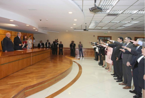 Magistrados de circunscripciones judiciales con el juramento de rigor esta mañana.