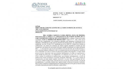  Jueza dispone prohibición de publicación de datos de niña en situación de vulnerabilidad