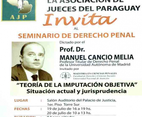 Afiche del Seminario sobre Teoría de la imputación objetiva: Situación actual y Jurisprudencia