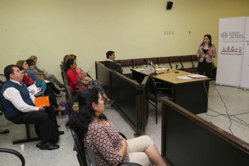 La abogada Yerutí Alderete, disertando en el segundo módulo del diplomado acerca de la resolución de casos sobre Niñez y Adolescencia.