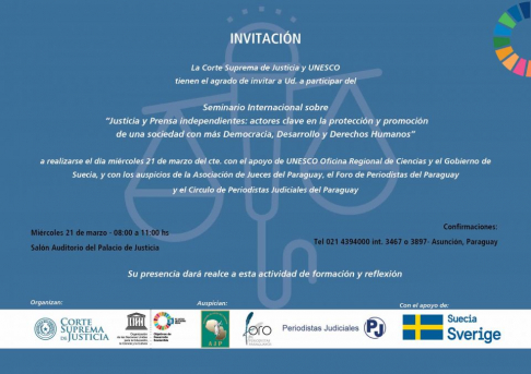 Mañna desde las 08:00 se realizará el seminario sobre Justicia y Prensa independientes