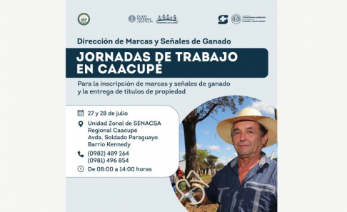 Harán jornadas de Marcas y Señales de Ganado en Caacupé y Atyrá