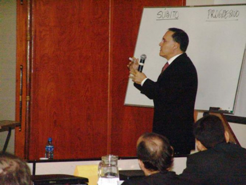 El acusado Bernardo Ismachowiez, declarando ante los miembros del Tribunal de Sentencia 