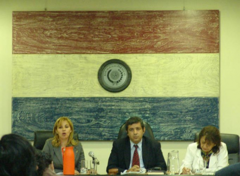Tribunal de Sentencia integrado por los jueces Elio Ovelar, Lourdes Cardozo y María Esther Fleitas.