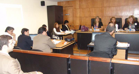 Durante la exposicion del perito Ricardo Fontes.