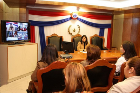 La directora de DDHH de la Corte Suprema de Justicia, abogada Nury Montiel durante la videoconferencia