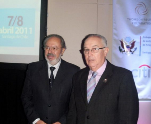 El Ministro de la Corte Suprema de Justicia, Miguel Oscar Bajac con el Presidente subrogante de la Corte Suprema de Justicia, Nibaldo Segura.
