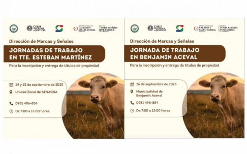 Jornadas de trabajo para la inscripción de marcas y señales de ganado, así como la entrega de títulos de propiedad en la Circunscripción Judicial de Presidente Hayes.