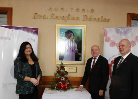 El titular de la máxima instancia judicial, doctor César Diesel, la vicepresidenta primera de la Corte Suprema de Justicia, doctora Carolina Llanes y el ministro doctor Luis M. Benítez Riera, presentes en el acto.