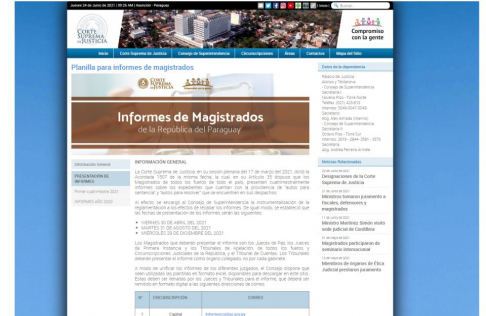 Se encuentran disponibles a la ciudadanía los informes de magistrados del primer cuatrimestre 