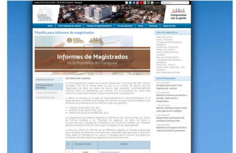 Se encuentran disponibles a la ciudadanía los informes de magistrados del primer cuatrimestre