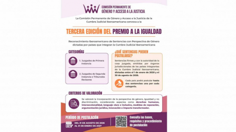 Postulaciones para la tercera edición del Premio a la Igualdad por sentencias con perspectiva de género