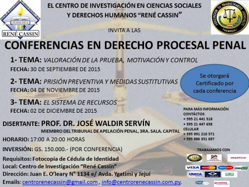 Conferencia sobre derecho procesal penal.
