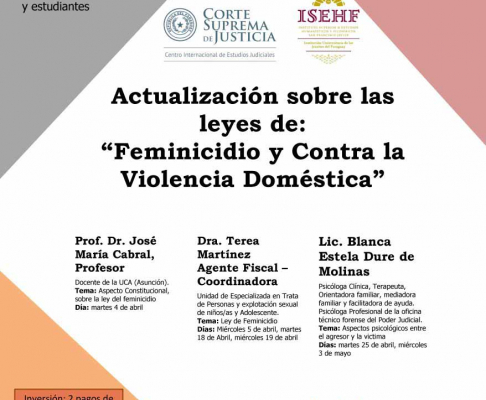 El curso tiene respaldo del Centro Internacional de Estudios Judiciales de la Corte Suprema de Justicia y del ISEHF.