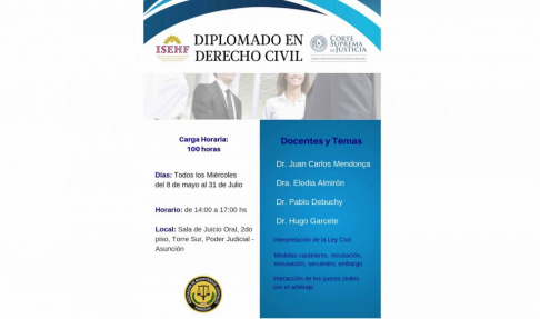El 8 de mayo empieza el Diplomado en Derecho Civil.
