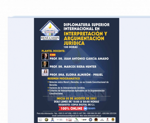 Se iniciará Diplomatura Superior Internacional en Interpretación y Argumentación Jurídica