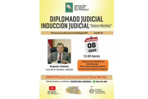 El ministro Eugenio Jiménez Rolón participará en el Diplomado Judicial – Inducción Judicial "Diana Mereles".