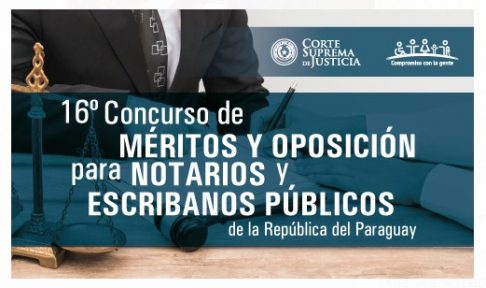 Iniciará acto único de elección de registros notariales del 16° Concurso de Méritos y Oposición para Notarios y Escribanos Públicos de la República del Paraguay