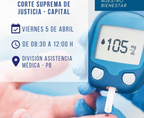 Jornada de prevención contra la diabetes en el Palacio de Justicia de la Capital.